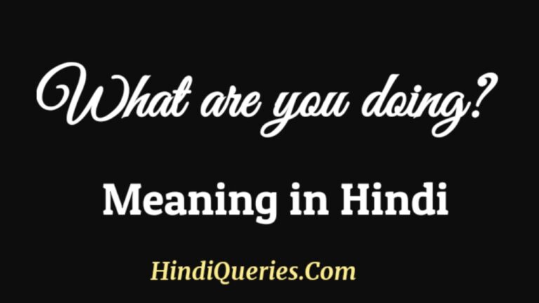 What Are You Doing in Hindi Meaning व्हाट आर यू डूइंग का मतलब हिंदी में
