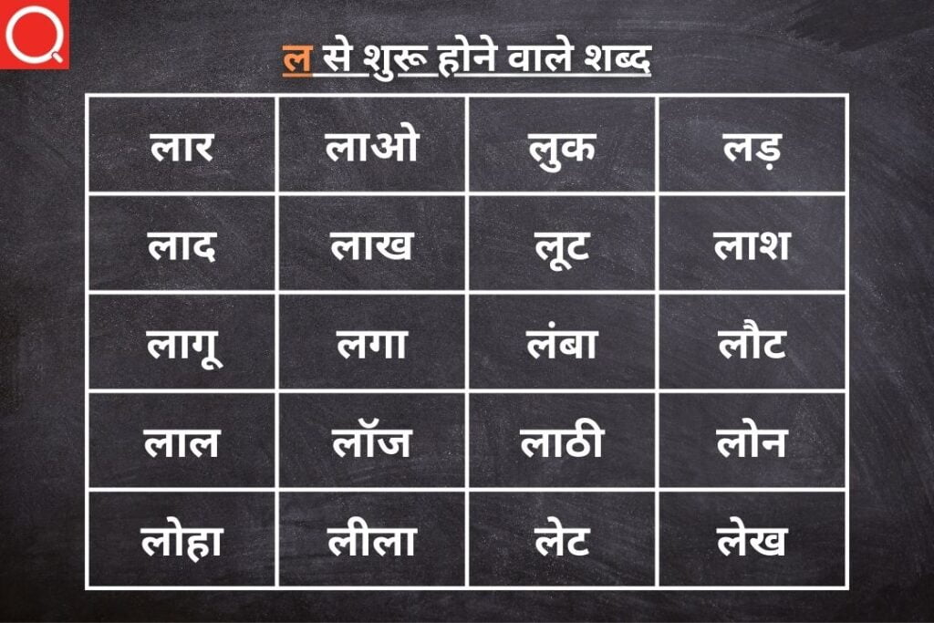 ल से शुरू होने वाले शब्द | La Se Shuru Hone Wale Shabd