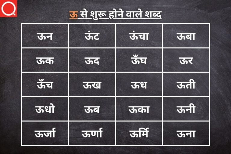 ऊ से शुरू होने वाले शब्द | Uu Se Shuru Hone Wale Shabd