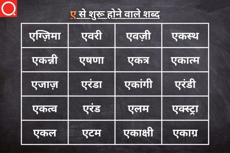 ए से शुरू होने वाले शब्द | Ae Se Shuru Hone Wale Shabd