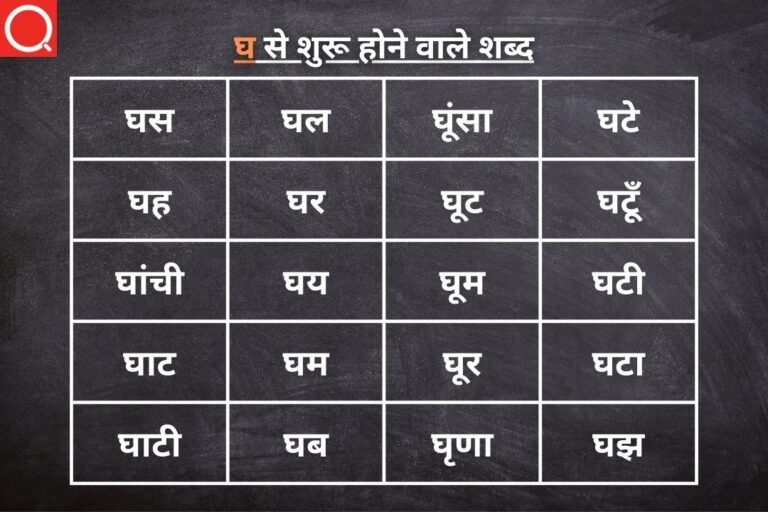 100+ घ से शुरू होने वाले शब्द | Gha Se Shuru Hone Wale Shabd
