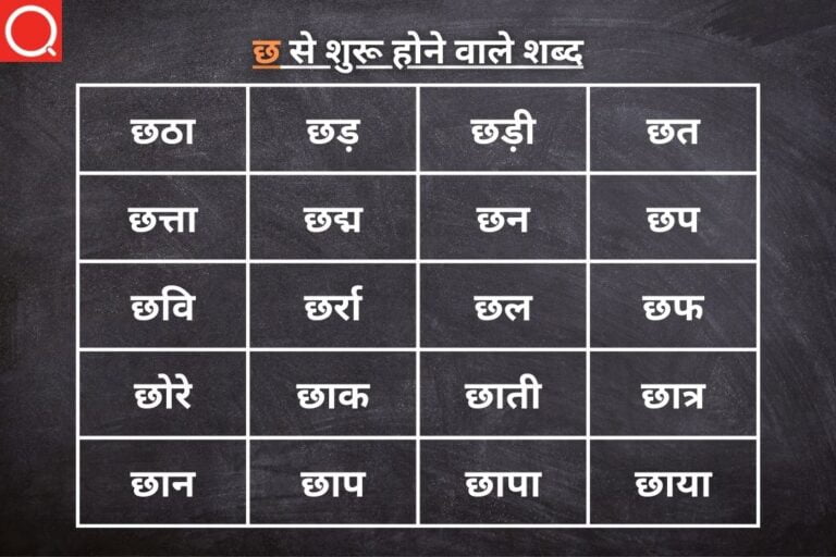 छ से शुरू होने वाले शब्द | Chh Se Shuru Hone Wale Shabd