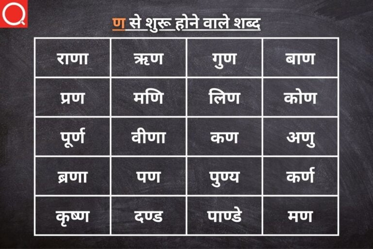 ण से शुरू होने वाले शब्द | N Se Shuru Hone Wale Shabd