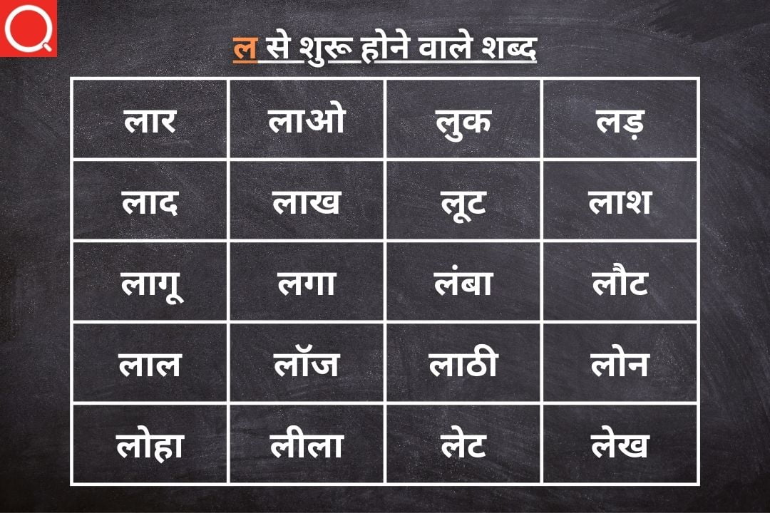 ल से शुरू होने वाले शब्द | La Se Shuru Hone Wale Shabd